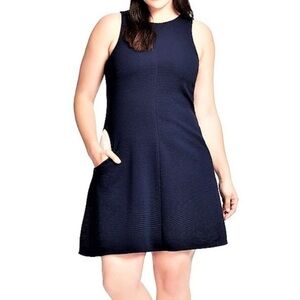 Hutch Anthropologie Navy Ribbed A-Line Pocket Dress
